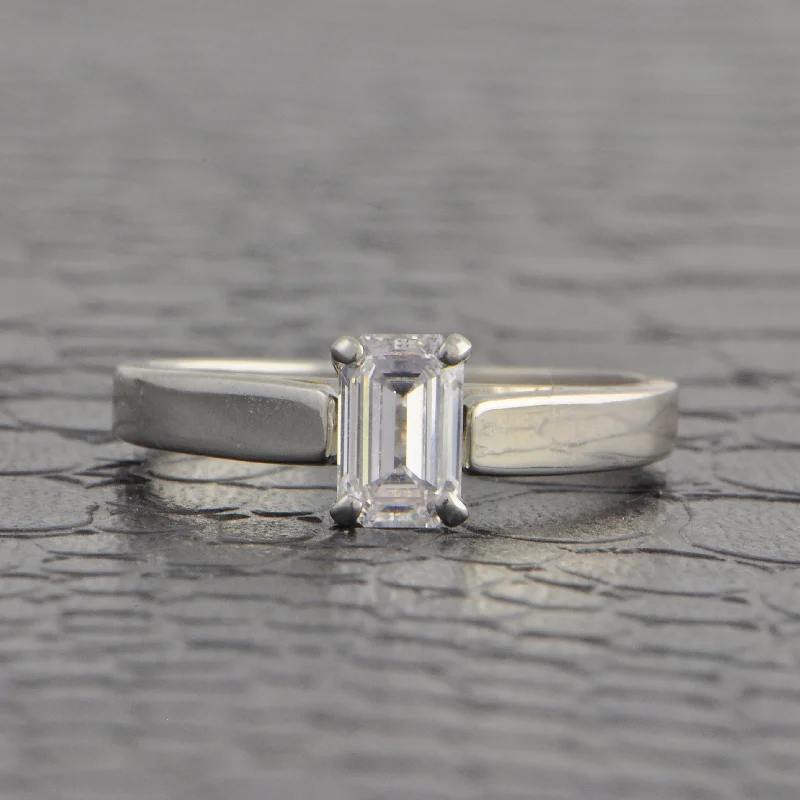 Nested stone ring-.74 ct. E-VS1 Emerald Cut Diamond Engagement Ring in Platinum