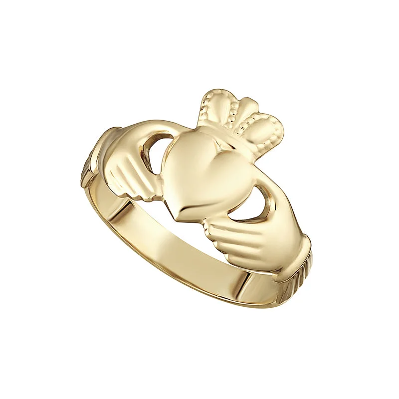 Hammered bronze ring-Maids 9k Gold Claddagh Ring