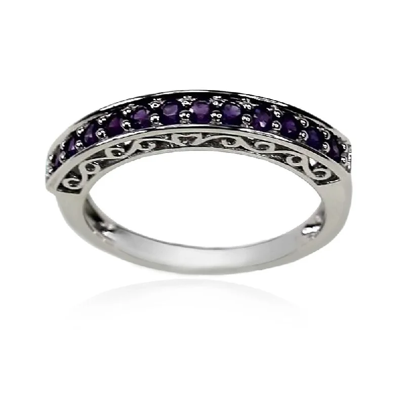 Twisting design ring-925 Sterling Silver African Amethyst Ring