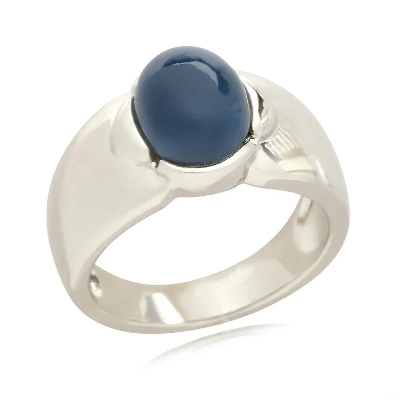 Mosaic band ring-925 Sterling Silver Blue Opal Gemstone Solitaire Ring