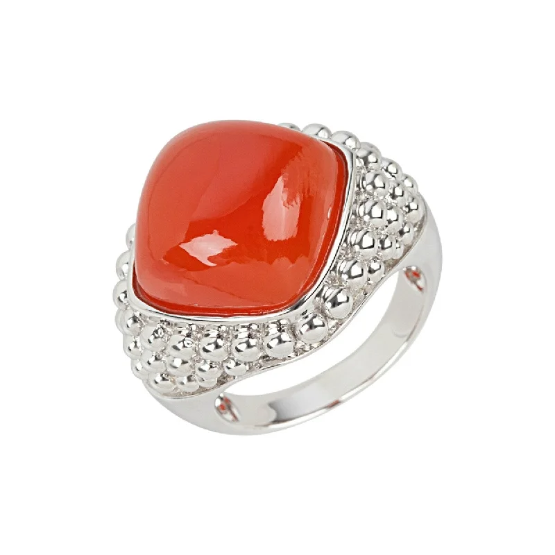 Glistening silver ring-925 Sterling Silver Carnelian Ring