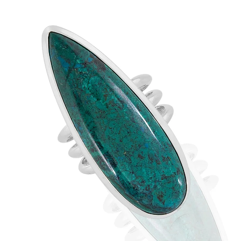 Forged gold ring-925 Sterling Silver Chrysocolla Solitaire Ring