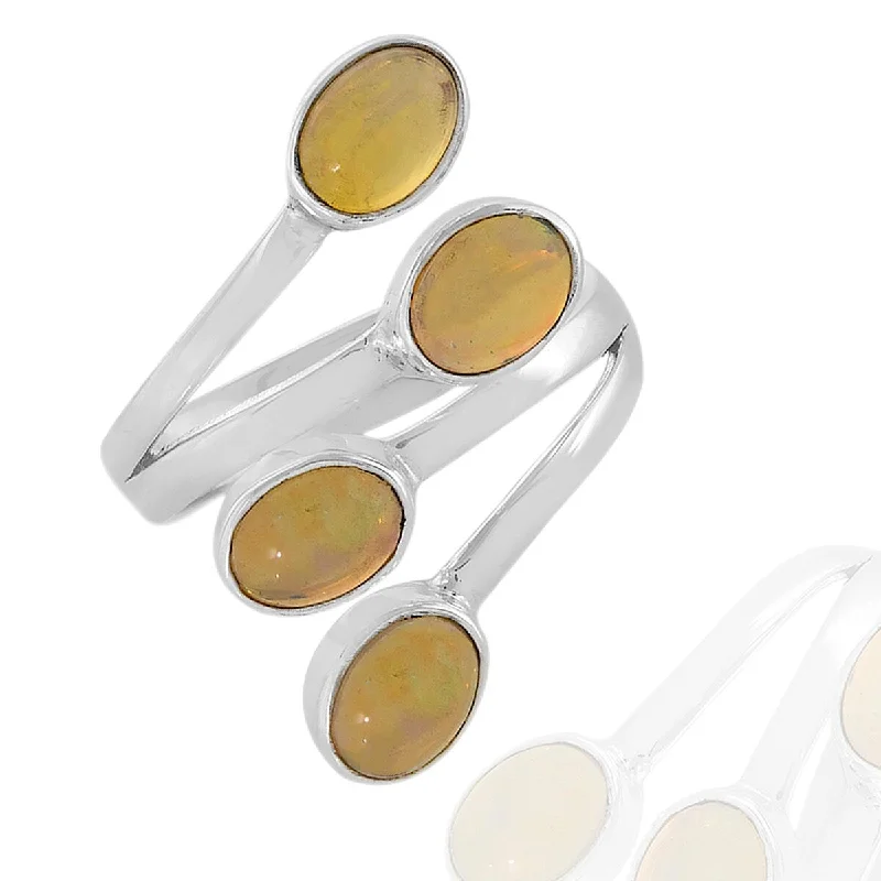 Thick gold ring-925 Sterling Silver Ethiopian Opal Bypass Ring