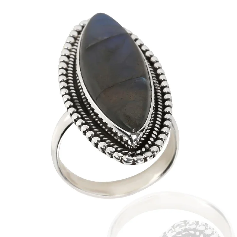 Sleek tungsten ring-925 Sterling Silver Labradorite Solitaire Ring