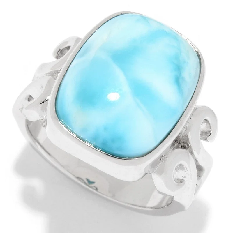 Bold gem ring-925 Sterling Silver Larimar Ring