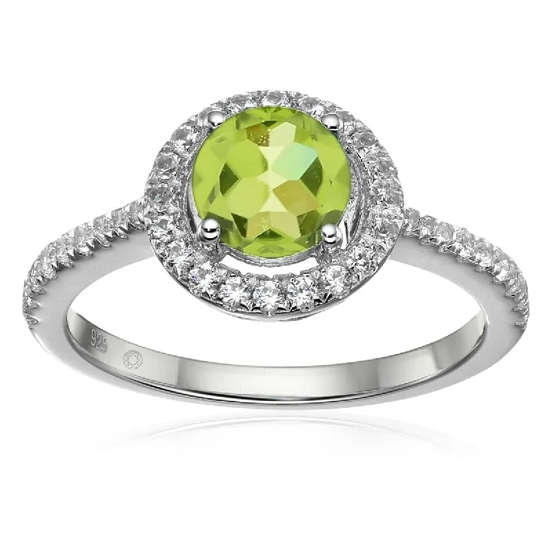 Hovering diamond ring-925 Sterling Silver Peridot and Created White Sapphire Ring