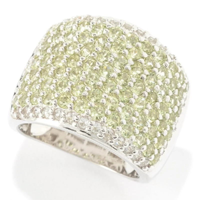 Gentle edge ring-925 Sterling Silver Peridot and White Topaz Band Ring