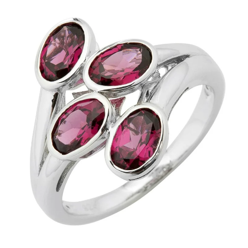 Coiled wire ring-925 Sterling Silver Purple Garnet Ring