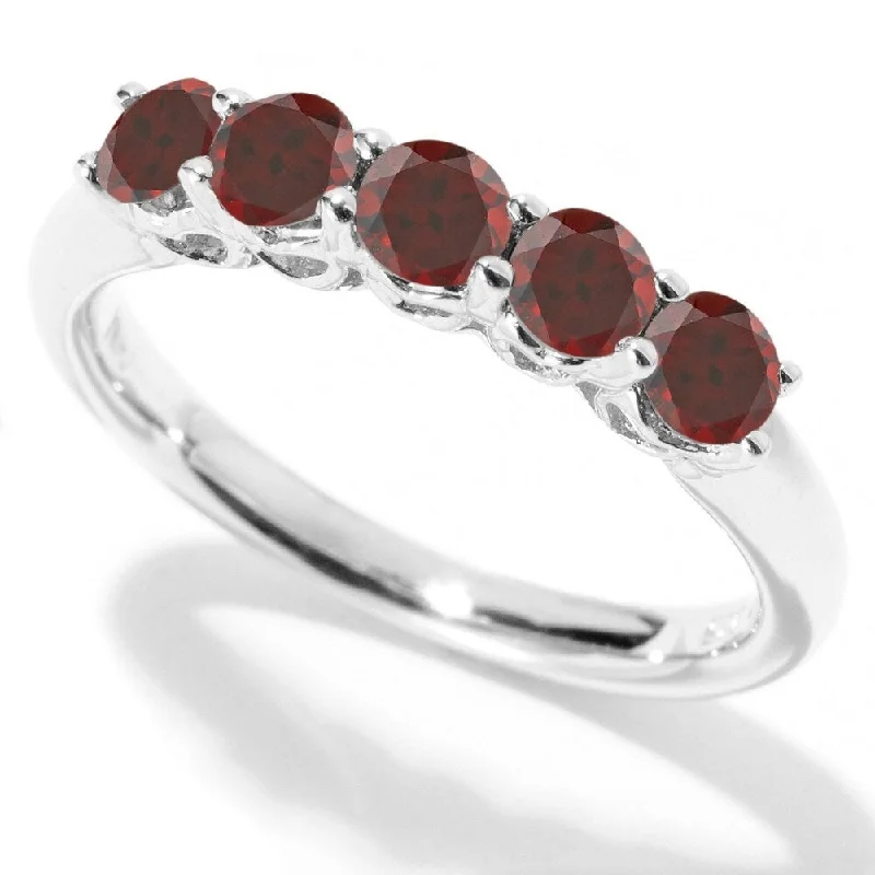 Dawn-cut ring-925 Sterling Silver Red Garnet 5-Stone Ring