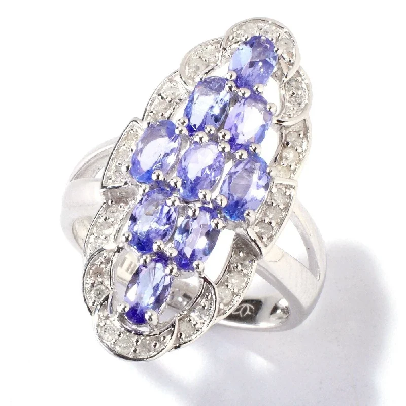 Peak stone ring-925 Sterling Silver White Cz and Tanzanite Ring