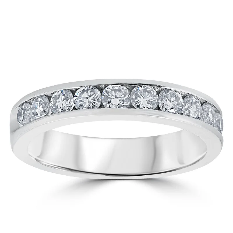 Fractured crystal ring-950 Platinum 1 ct TDW Diamond Channel Set Wedding Ring - White