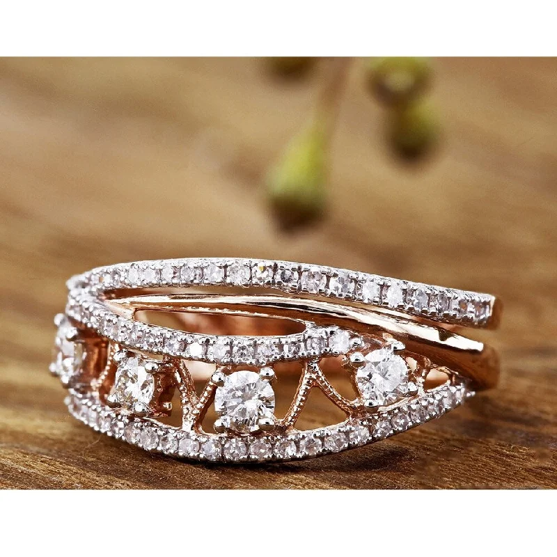 Wide-band ring-Annello by Kobelli 10k Gold 1/2ct TDW Diamond Anniversary Band Fashion Ring