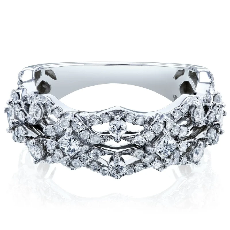 Radiant stone ring-Annello by Kobelli 10k White Gold 2/3ct TDW Diamond Fashion Band