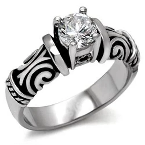 Intricate filigree ring-Antique Style Women's CZ Stainless Steel Engagement Ring