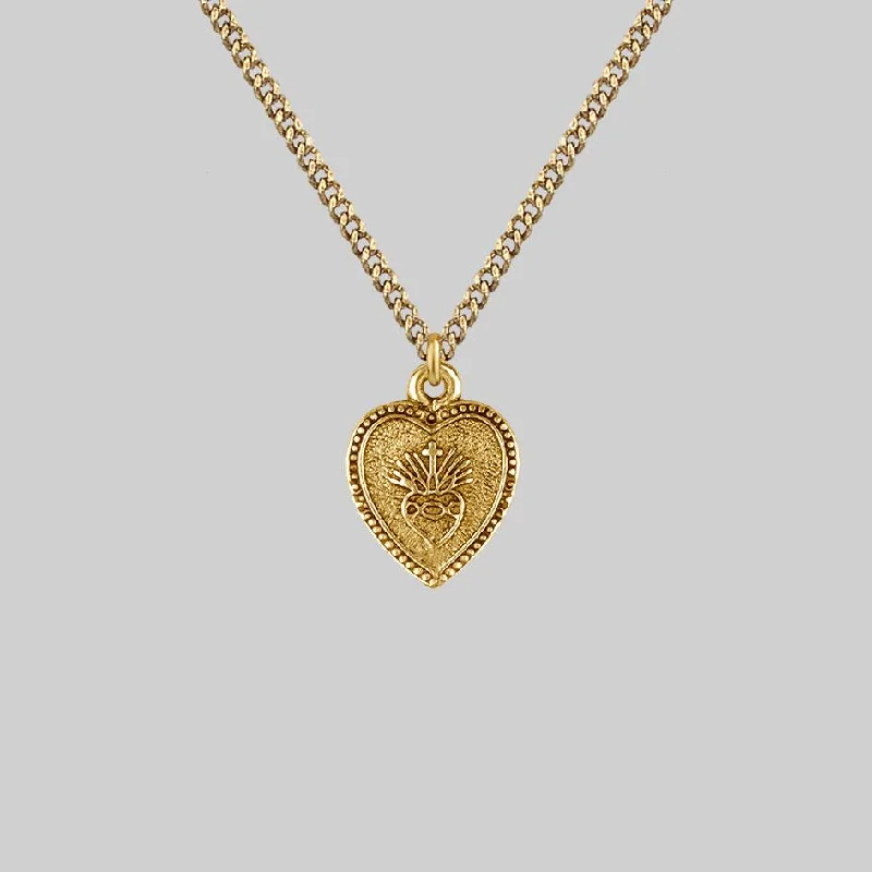 Prism-effect necklace-ARDOUR. Sacred Heart Charm Necklace - Gold