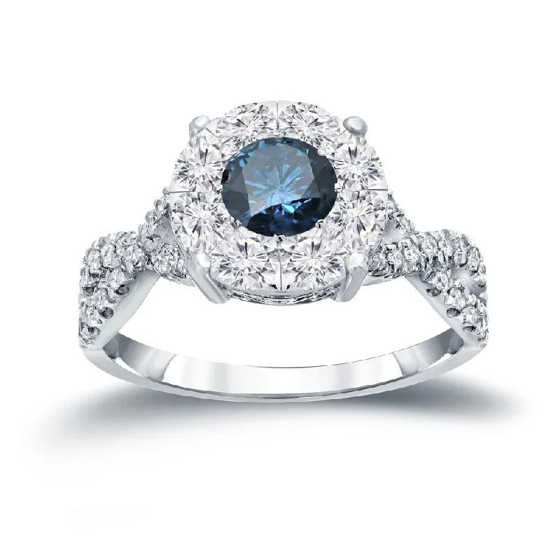 ings (戒指) - 150 Long-Tail KeywordsAuriya 1 carat TW Infinity Blue Diamond Halo Engagement Ring 14k Gold