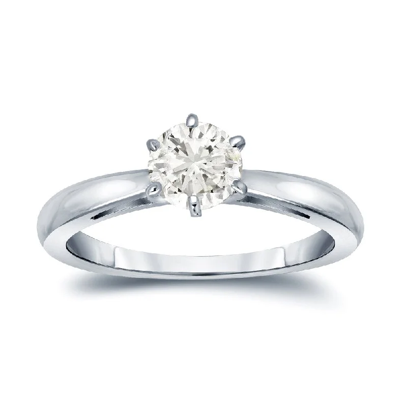 Skewed stone ring-Auriya 14k gold 1/2 carat TW 6-Prong Solitaire Diamond Engagement Ring (J-K, I1-I2)