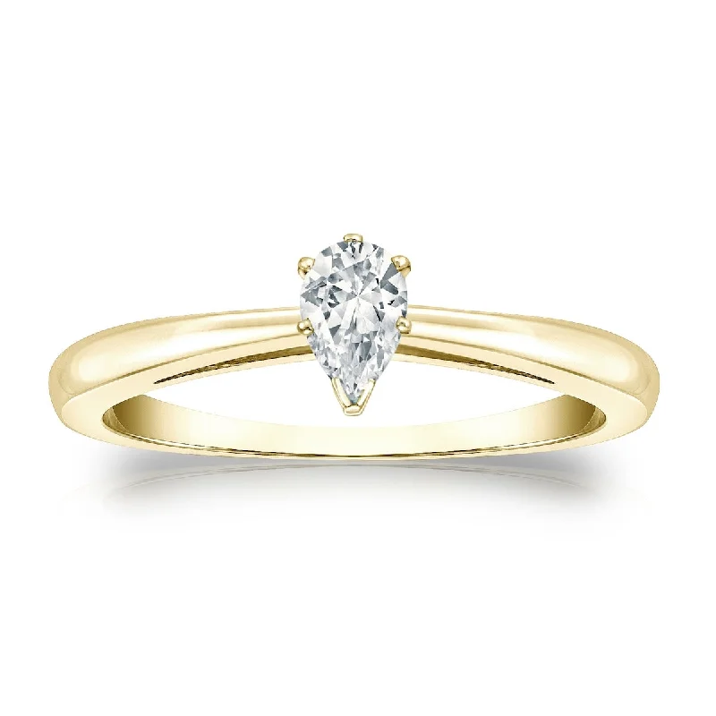 Rough rim ring-Auriya 14k Gold 1/3ctw Pear Shape Solitaire Diamond Engagement Ring (H-I, I1-I2)