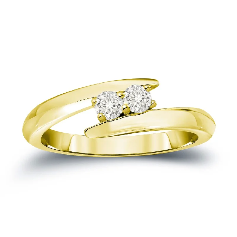 Radiant stone ring-Auriya 14k Gold 1/4ct TDW Round 2-Stone Diamond Engagement Ring