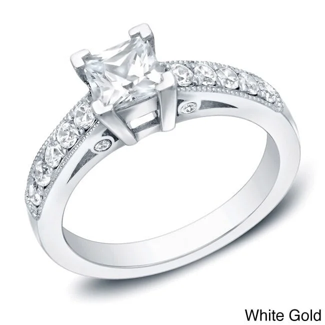 Peak stone ring-Auriya 14k Gold 1ctw Modern Princess-cut Diamond Engagement Ring (H-I, SI1-SI2)