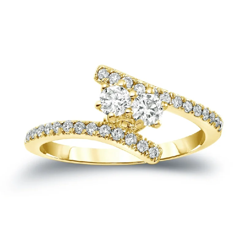 Divided band ring-Auriya 14k Gold 3/4ct TDW Round 2-Stone Diamond Engagement Ring (J-K, I1-I2)