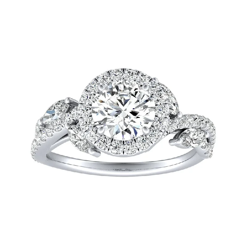 Glistening silver ring-Auriya 14k Gold Vintage Floral Petal 1 1/3ctw Halo Diamond Engagement Ring (G-H, VS1,VS2)