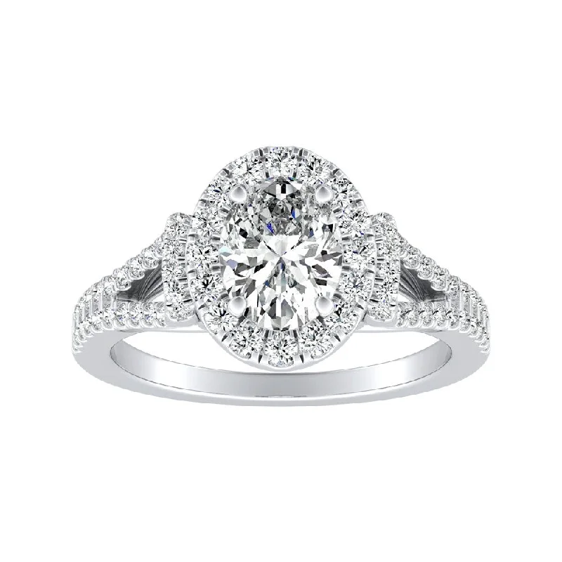 Mist gem ring-Auriya Platinum 1 1/10ctw Modern Oval Diamond Engagement Ring (H-I, SI1-SI2)