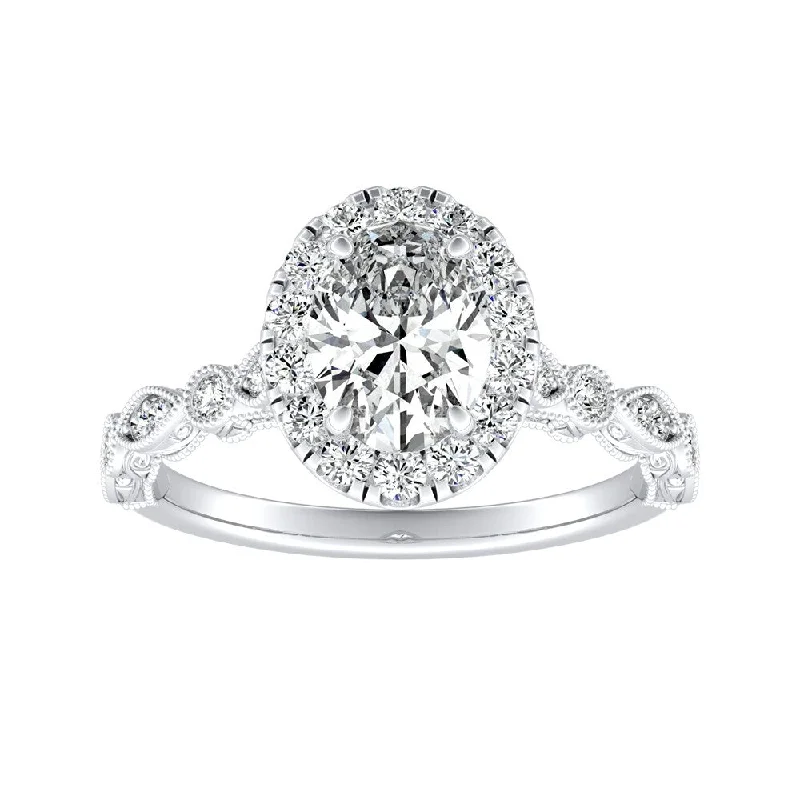 Open-dusk ring-Auriya Platinum 1 1/3ctw Vintage Oval-cut Halo Diamond Engagement Ring (I-J, I1-I2)