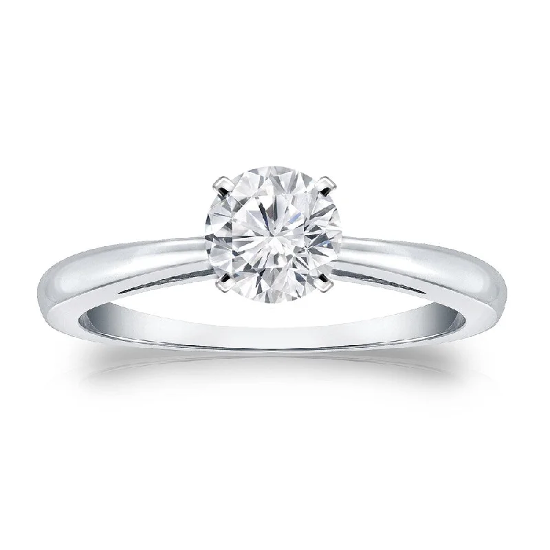 Coiled wire ring-Auriya Platinum 1/2ctw Round Solitaire Diamond Engagement Ring