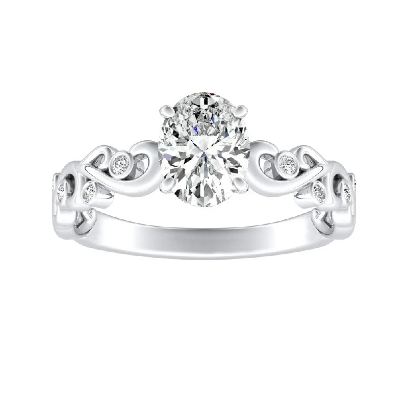 Ripple design ring-Auriya Platinum 1/2ctw Vintage Oval-cut Solitaire Diamond Engagement Ring (H-I, SI1-SI2)