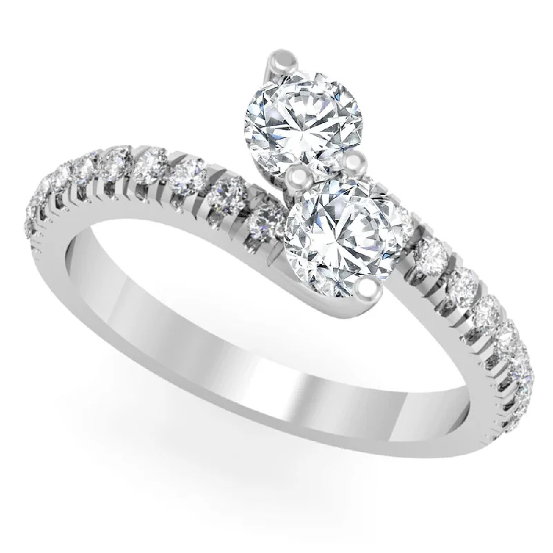 Divided band ring-Auriya Round 2-Stone Diamond Engagement Ring 2ct TDW 14K Gold