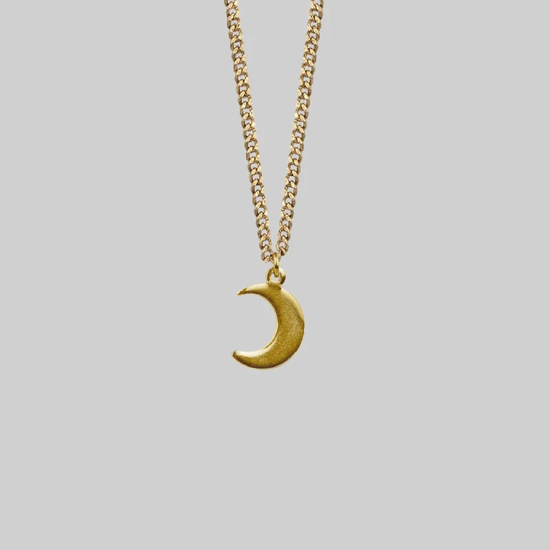 Rough rim necklace-AYSU. Mini Moon Crescent Necklace - Gold