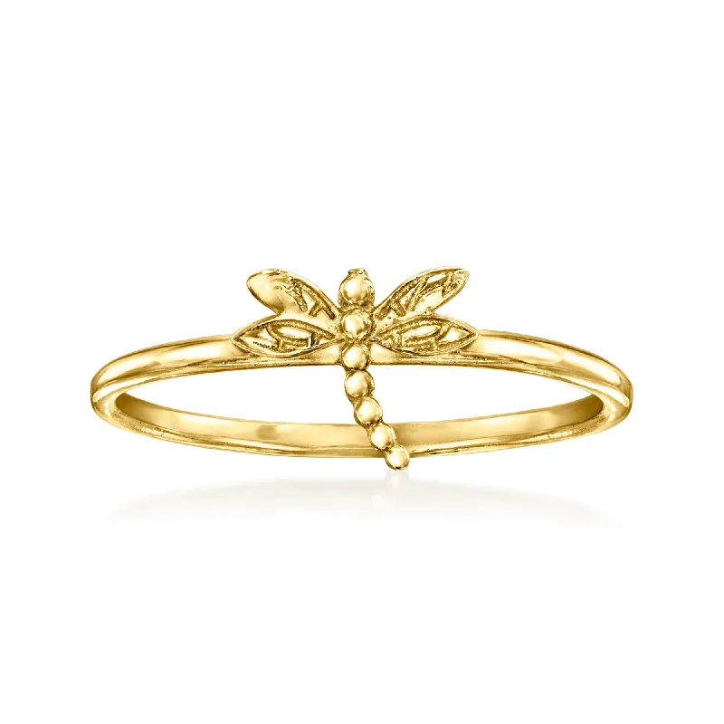 Radiant diamond ring-Canaria 10kt Yellow Gold Dragonfly Ring