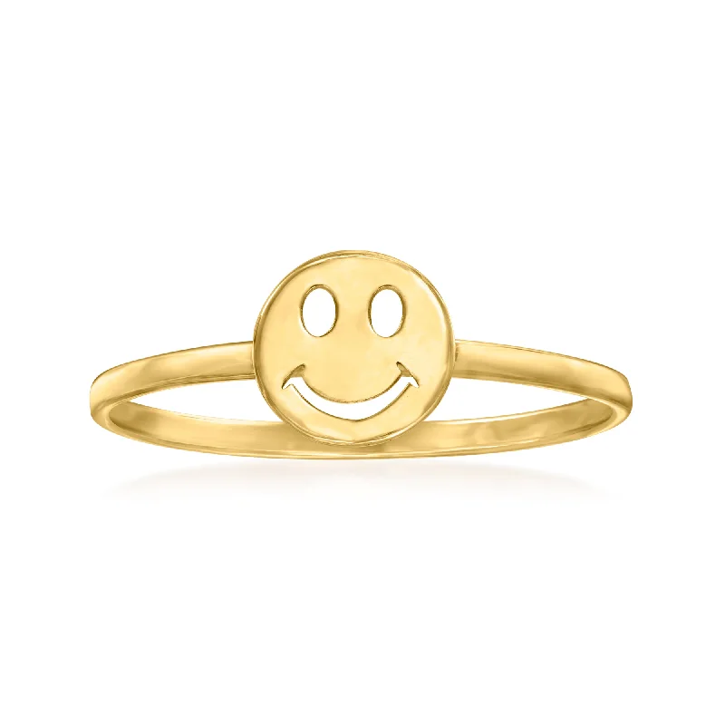 Vintage amazonite ring-Canaria 10kt Yellow Gold Smiley Face Ring