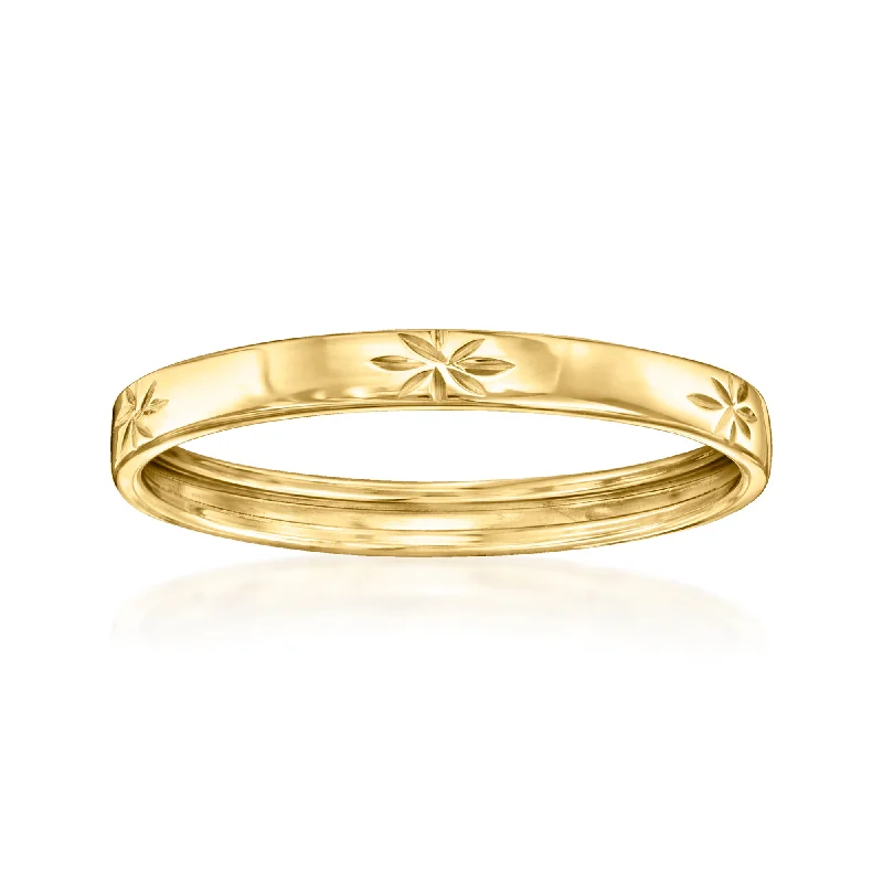 Loose twist ring-Canaria Italian 10kt Yellow Gold Diamond-Cut Star Ring