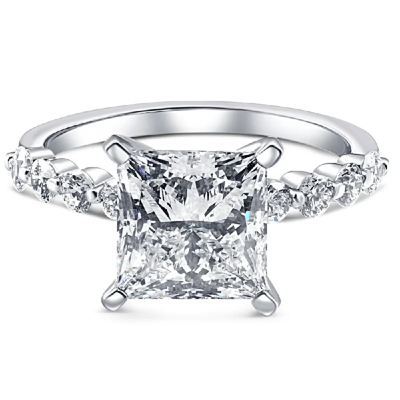 Scratched-edge ring-Certified 4.59Ct Princess Cut Diamond Engagement Ring White Gold Lab Grown