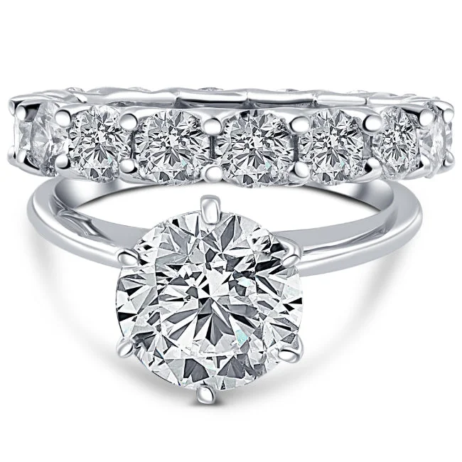 Smooth sweep ring-Certified 7.19Ct Diamond Engagement Eternity Wedding Ring Lab Grown White Gold