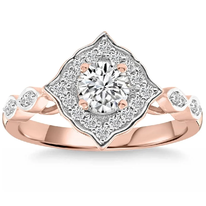 Twisting design ring-Certified .83 Ct Accent Designed Diamond Ring Rose Gold Lab Grown