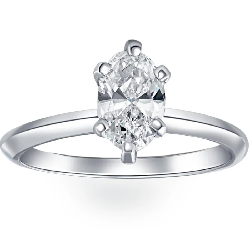 Seamless band ring-Certified Platinum 1 Ct Oval Cut Natural Diamond Solitaire Engagement Ring G/SI1