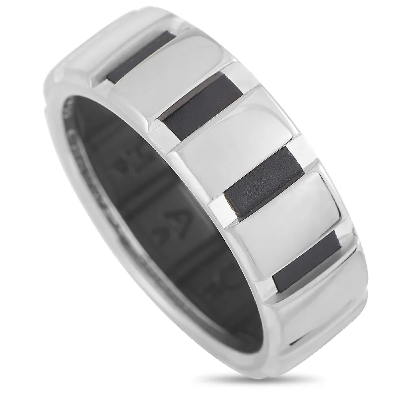 Grooved band ring-Chaumet 18K White Gold Black Rubber Band Ring