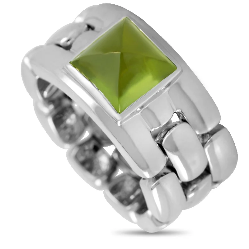 Shimmering crystal ring-Chaumet 18K White Gold Peridot Soft Shank Ring