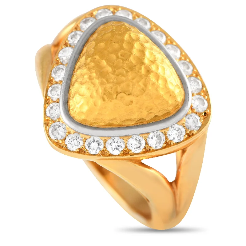 Forged silver ring-Chaumet 18K Yellow Gold 0.40ct Diamond Halo Cocktail Ring CH28-012524