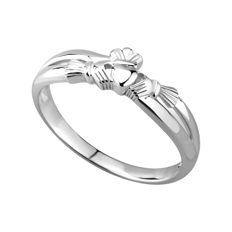 Crested wave ring-Silver Claddagh Crossover Ring