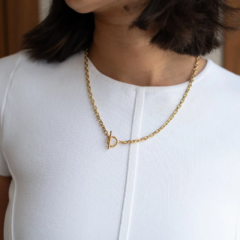 Jagged rim necklace-Cuban T Bar Necklace