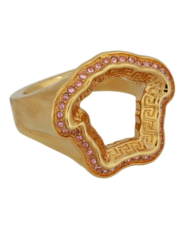 Jutting gem ring-Crystal Embellished Medusa Greca Ring