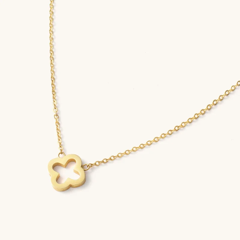 Staggered chain necklace-Classic Clover Pendant Necklace