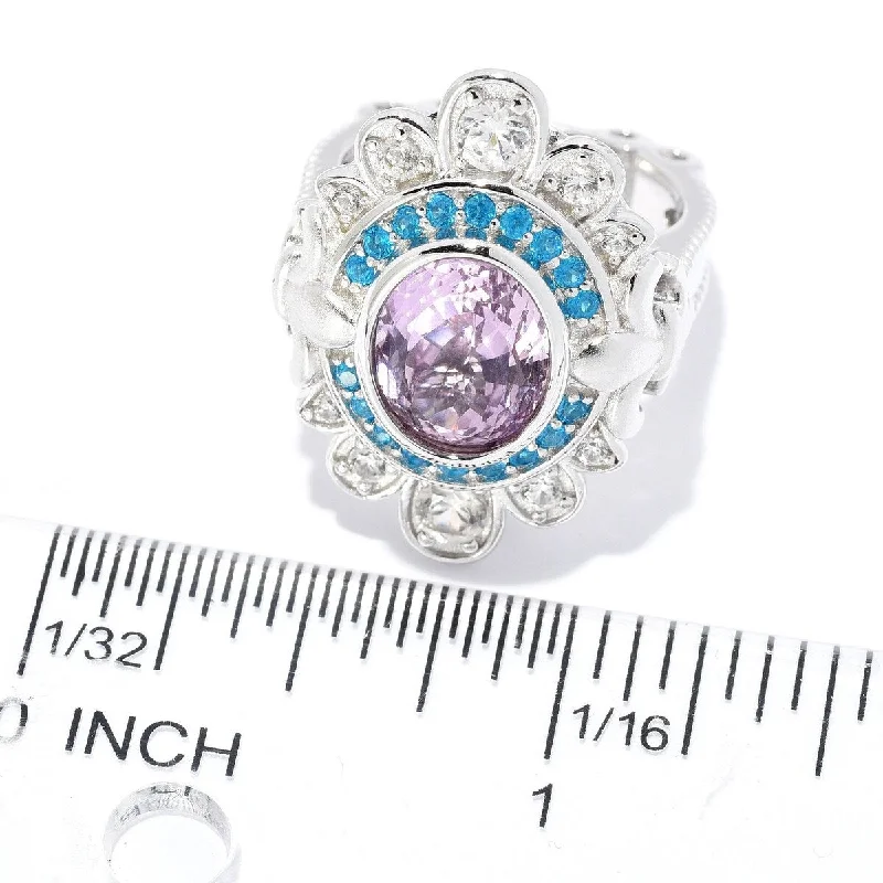 Rich marble ring-Dallas Prince Designs 4.10ctw Sterling Silver Kunzite, Neon Apatite & White Zircon Ring