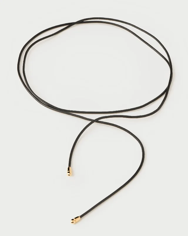 Lustrous quartz necklace-Dana leather bow necklace