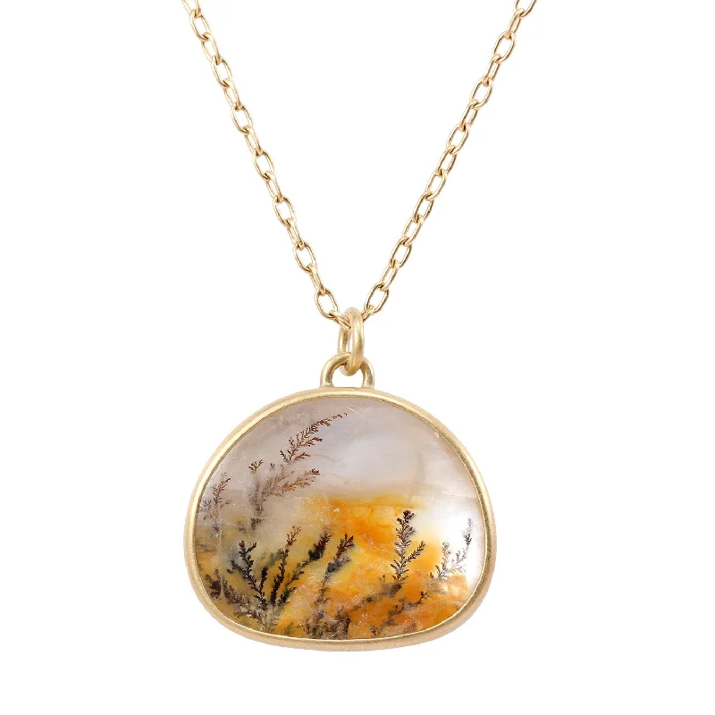 Prism-effect necklace-Dendritic Quartz Fishbowl Pendant