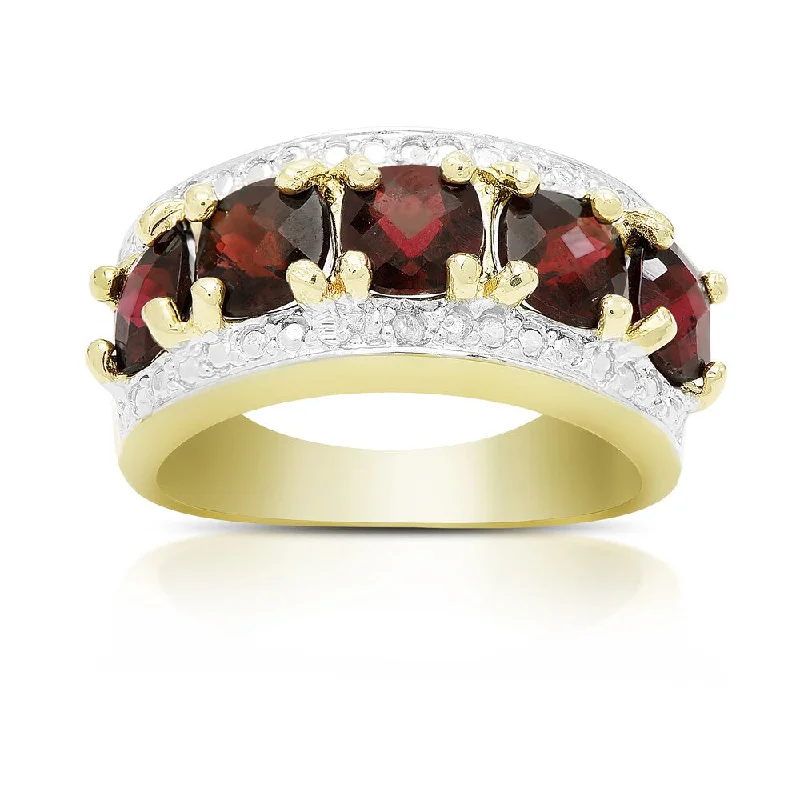 Bold gem ring-Dolce Giavonna Gold Over Sterling Silver Gemstone and Diamond Accent Five Gemstone Ring